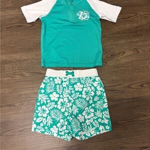 2T Wonder Nation Green & White Rashguard Swim Set, exclt cdtn, 15% off w 2+ bdle